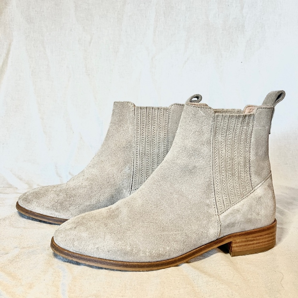 Light Beige Suede Ankle Boots